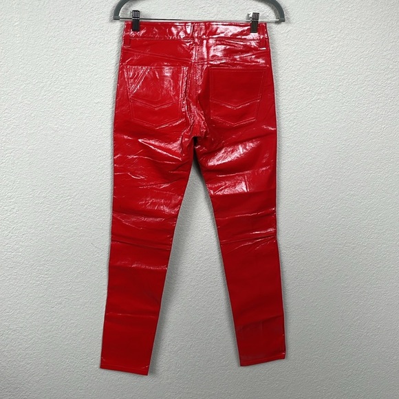 NWT Zadig & Voltaire Peko Skinny Vinyl Trouser Pants Shiny Red Leather Sz 34 - Picture 5 of 16